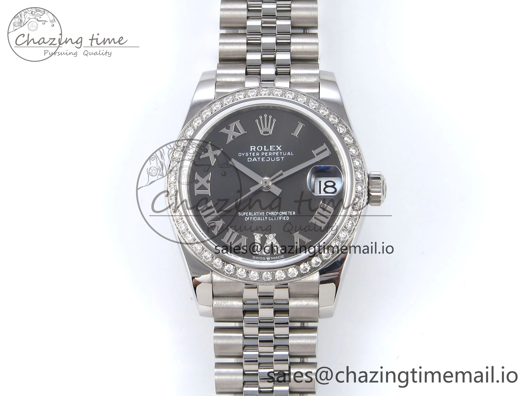 DateJust 31 278384RBR JARF 1:1 Best Edition 904L Steel Gray Roman Diamonds Dial on SS Jubilee Bracelet HZ BestValue 875