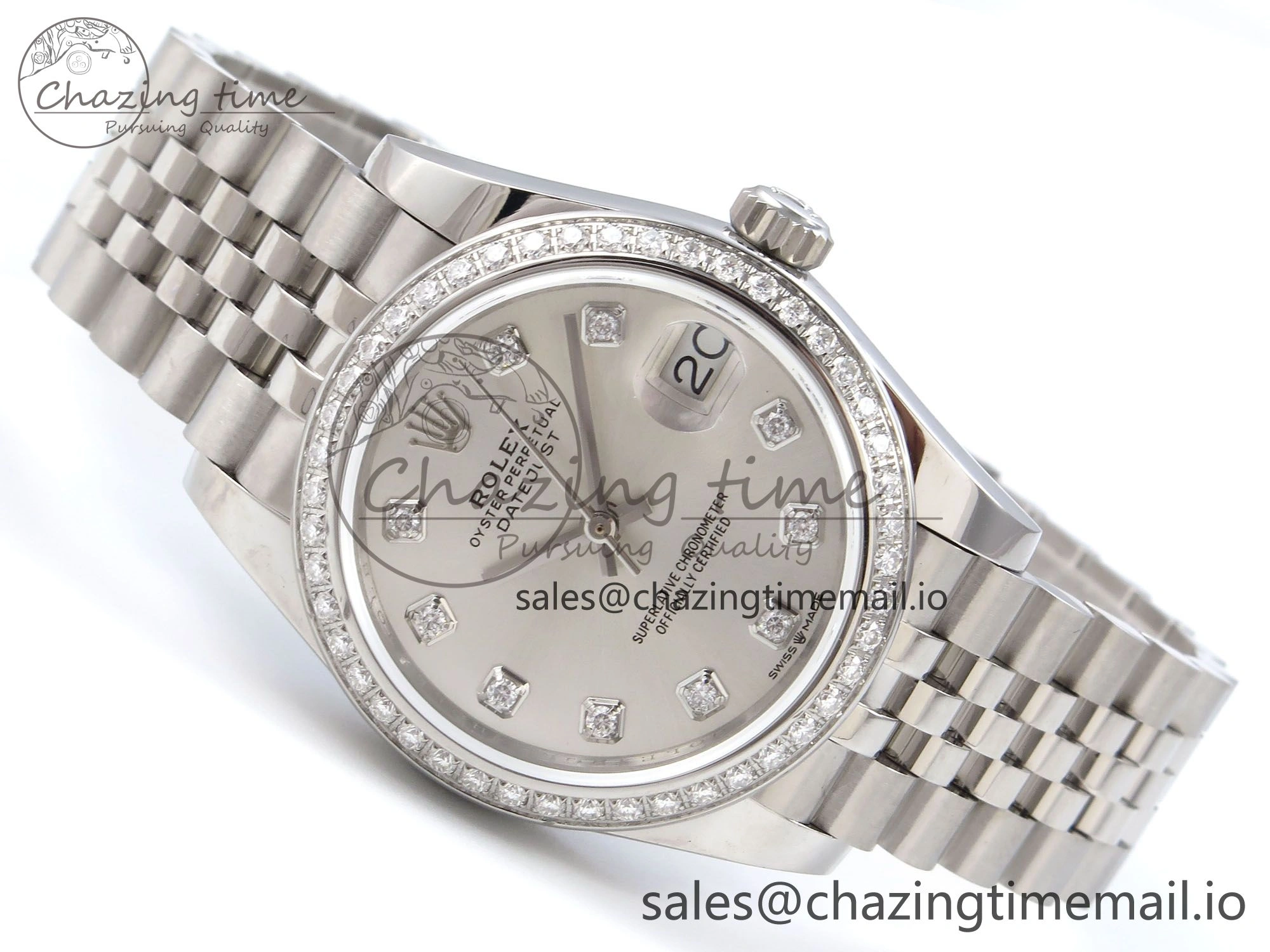 Stretchable DateJust 31 278384RBR JARF 1:1 Best Edition 904L Steel Silver Diamonds Dial on SS Jubilee Bracelet HZ 872