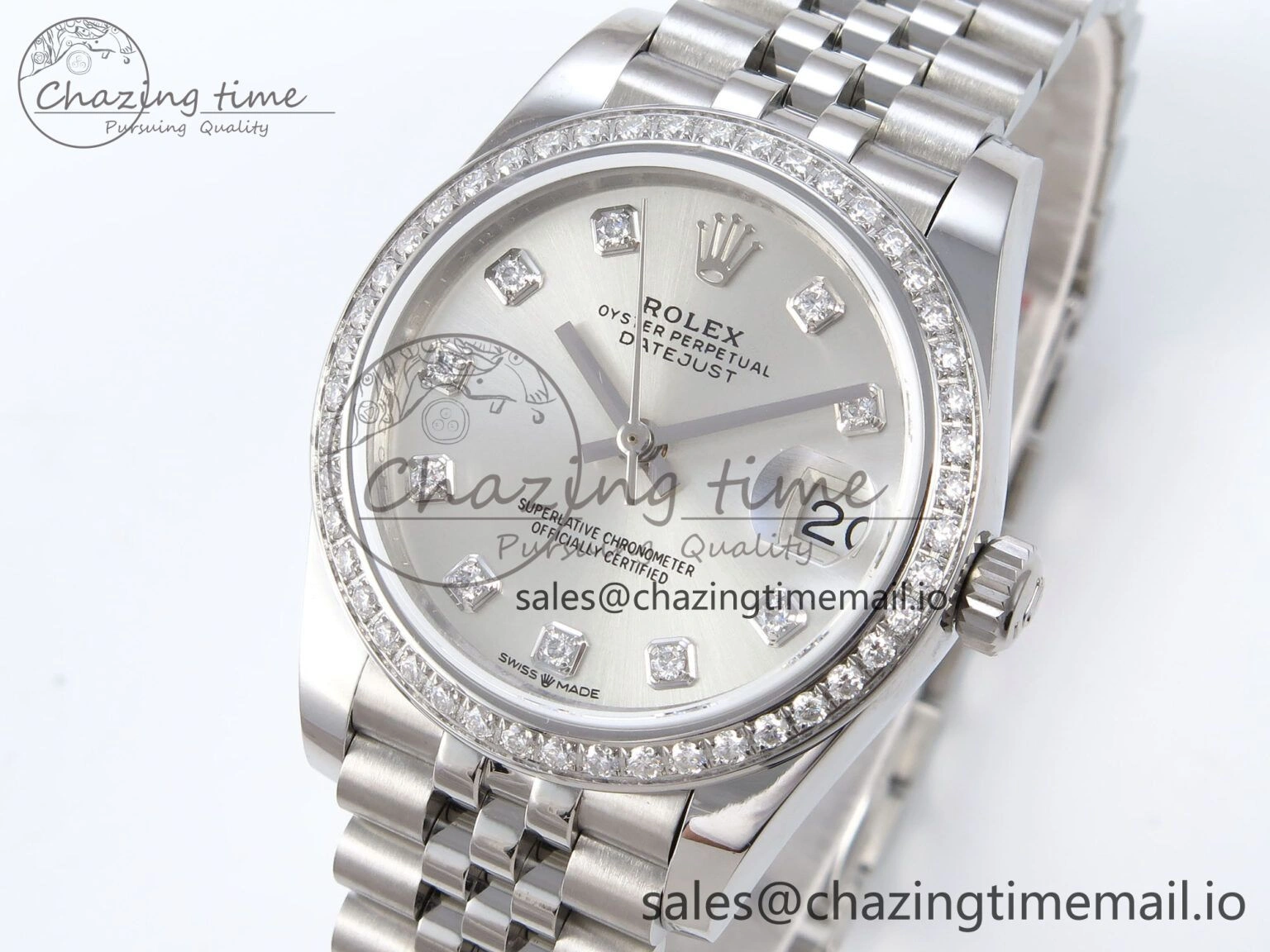 Stretchable DateJust 31 278384RBR JARF 1:1 Best Edition 904L Steel Silver Diamonds Dial on SS Jubilee Bracelet HZ 872