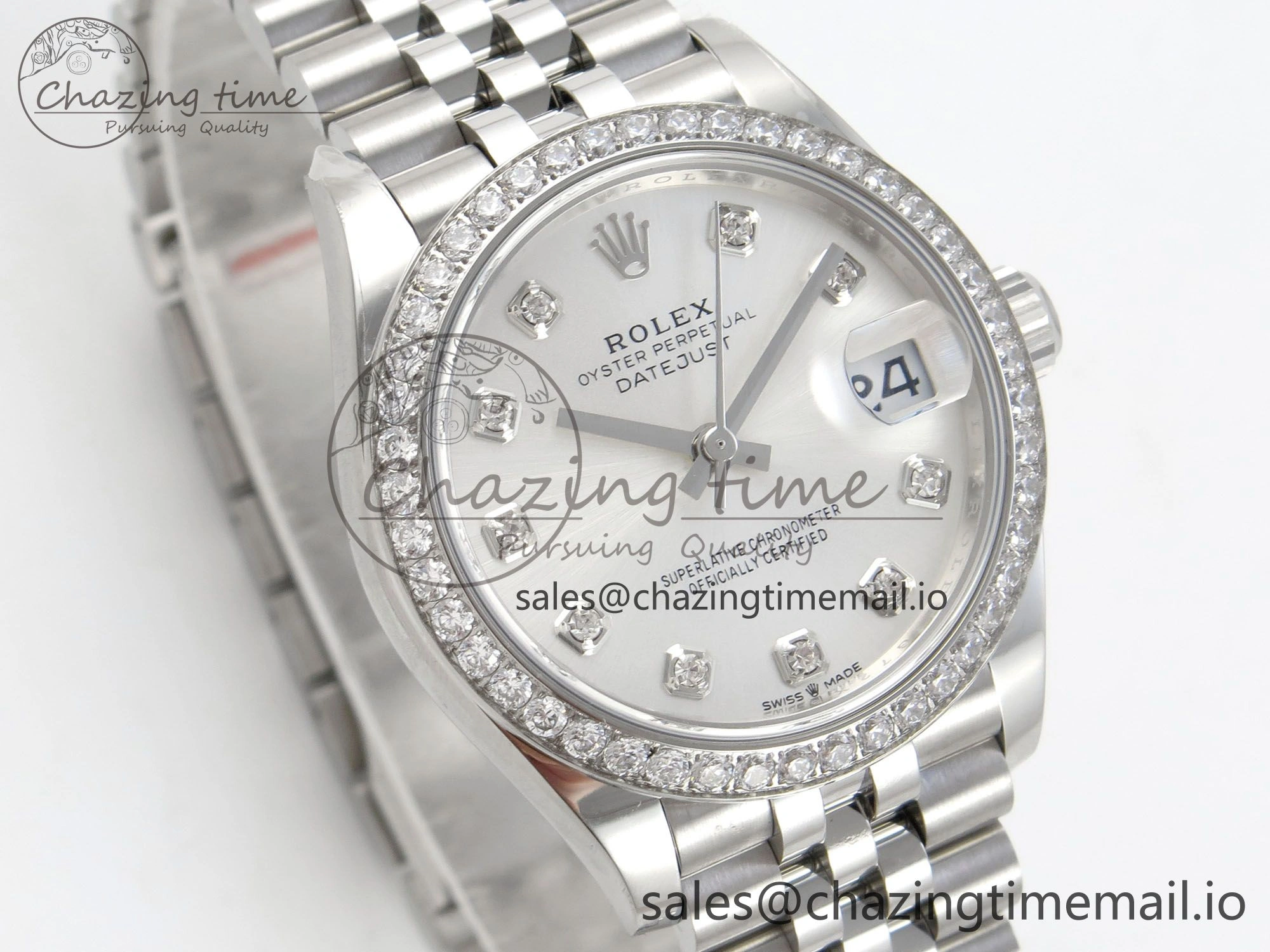 TravelReady DateJust 31 278384RBR THBF 1:1 Best Edition 904L Steel Silver Diamonds Dial Diamonds Bezel on SS Oyster Bracelet HZ Cal. 22