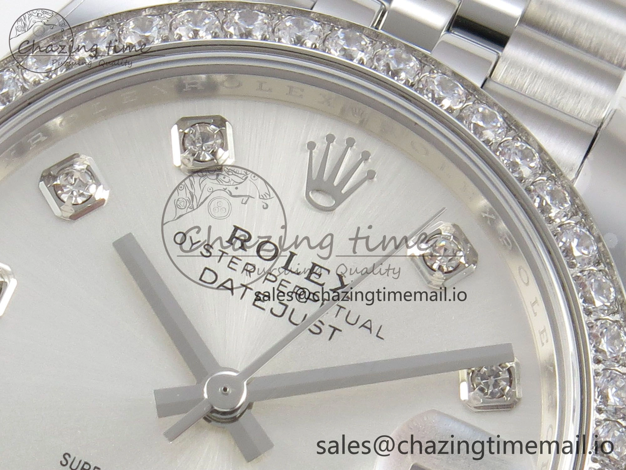 TravelReady DateJust 31 278384RBR THBF 1:1 Best Edition 904L Steel Silver Diamonds Dial Diamonds Bezel on SS Oyster Bracelet HZ Cal. 22