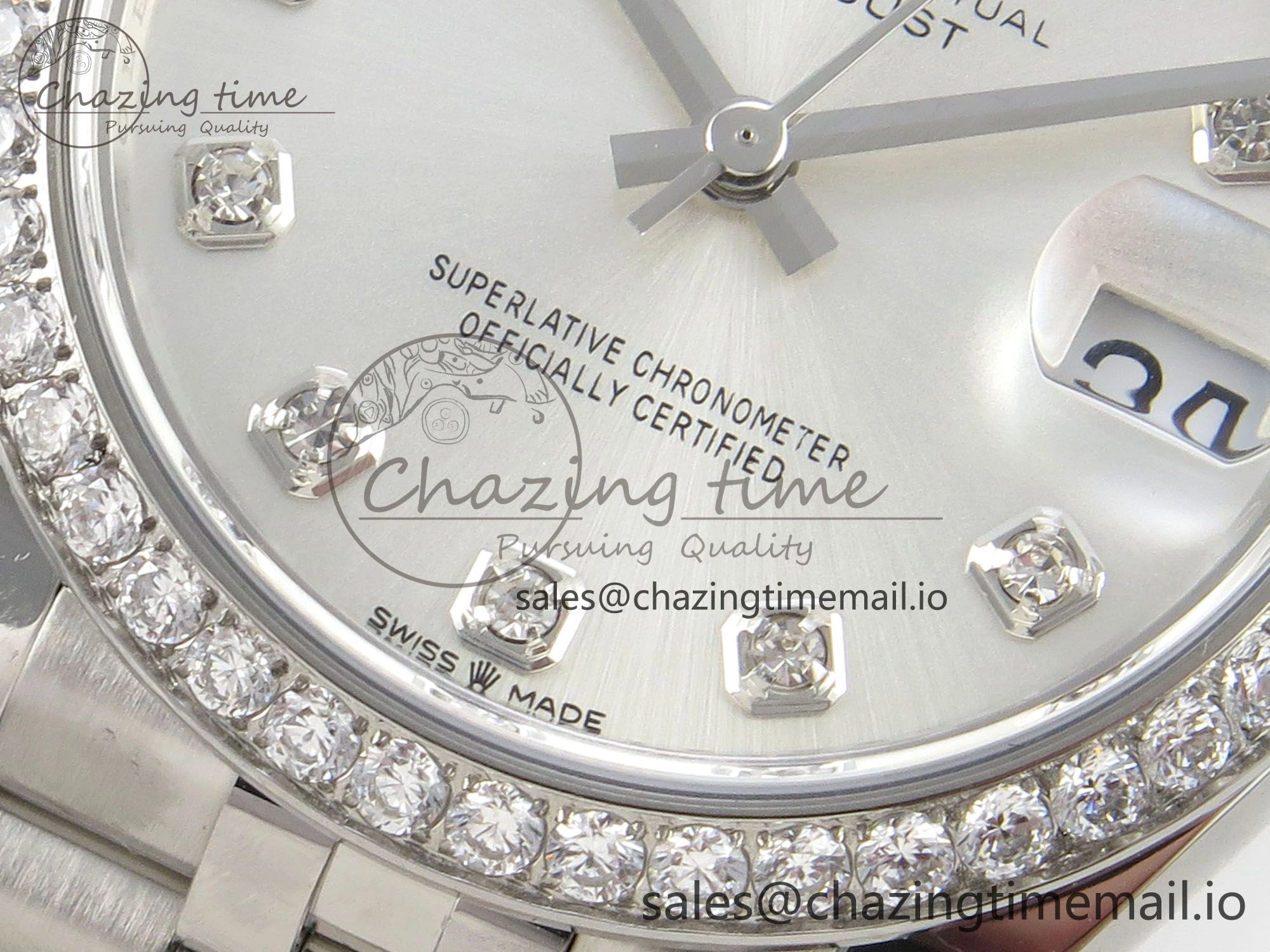 TravelReady DateJust 31 278384RBR THBF 1:1 Best Edition 904L Steel Silver Diamonds Dial Diamonds Bezel on SS Oyster Bracelet HZ Cal. 22