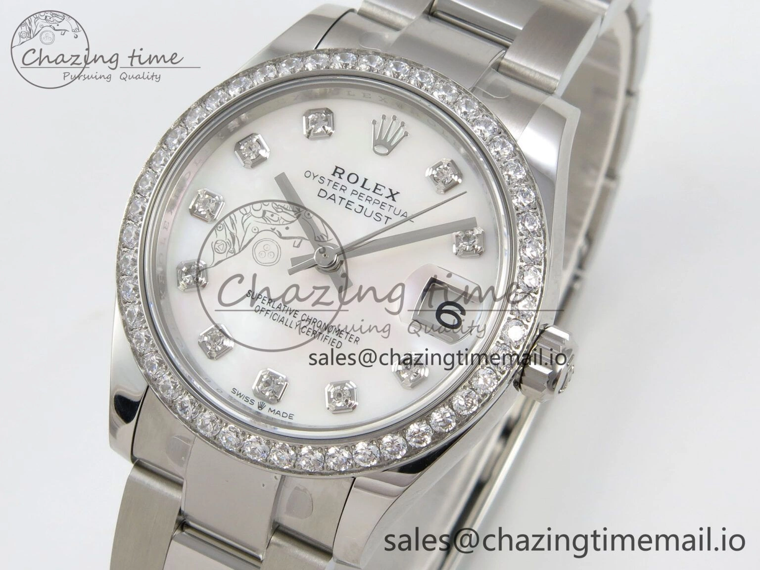 DateJust 31 278384RBR THBF 1:1 Best Edition 904L Steel White MOP Dial Diamonds Bezel on SS Oyster Bracelet HZ Cal. SmartChoice 67