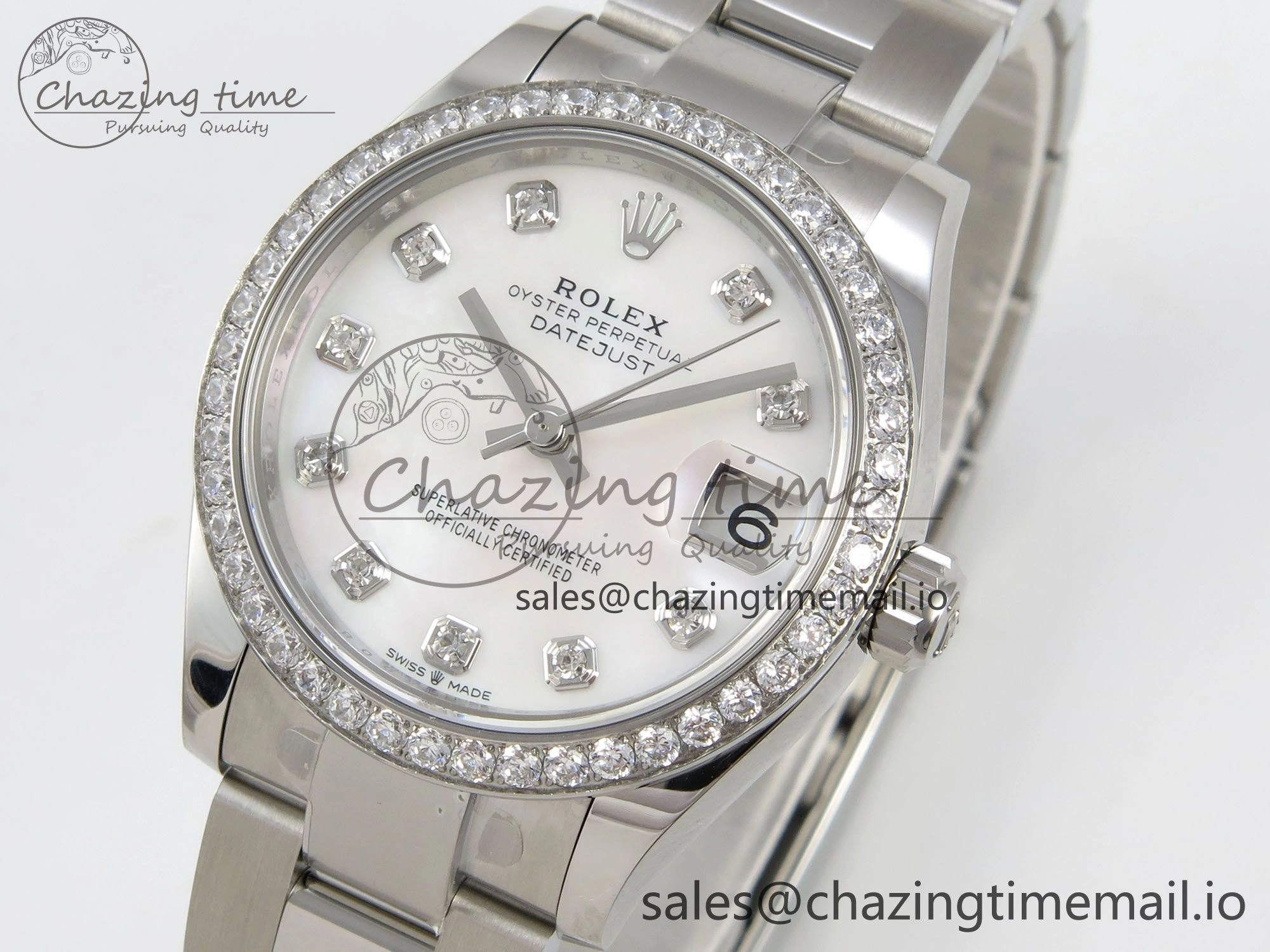 DateJust 31 278384RBR THBF 1:1 Best Edition 904L Steel White MOP Dial Diamonds Bezel on SS Oyster Bracelet HZ Cal. SmartChoice 67