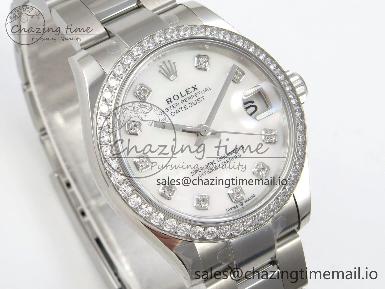 DateJust 31 278384RBR THBF 1:1 Best Edition 904L Steel White MOP Dial Diamonds Bezel on SS Oyster Bracelet HZ Cal. SmartChoice 67