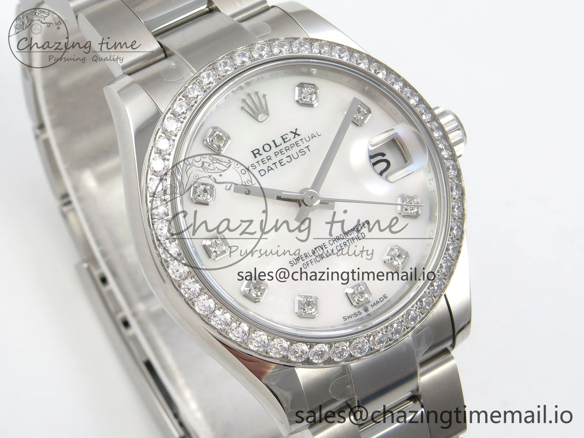 DateJust 31 278384RBR THBF 1:1 Best Edition 904L Steel White MOP Dial Diamonds Bezel on SS Oyster Bracelet HZ Cal. SmartChoice 67
