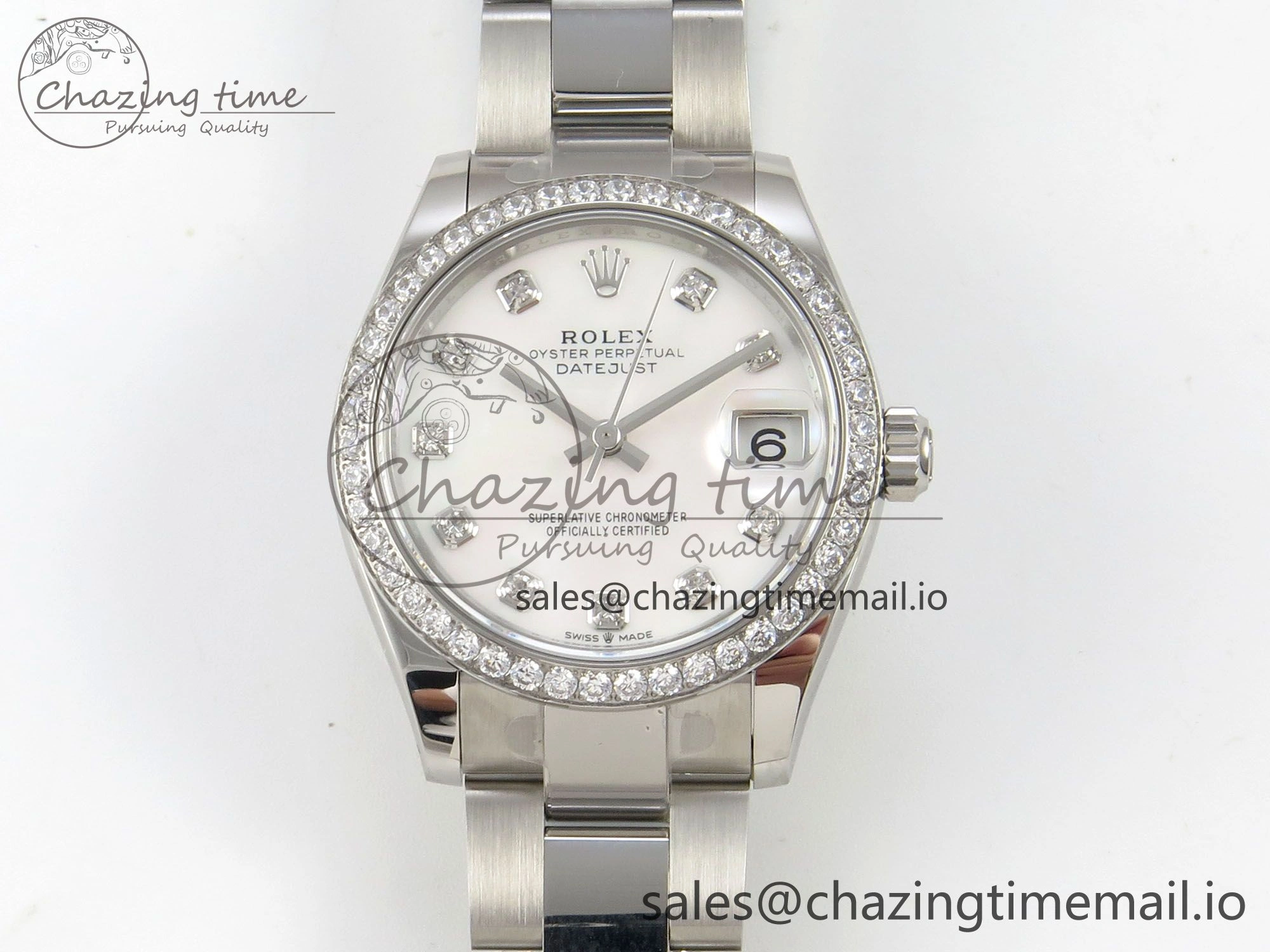 DateJust 31 278384RBR THBF 1:1 Best Edition 904L Steel White MOP Dial Diamonds Bezel on SS Oyster Bracelet HZ Cal. SmartChoice 67