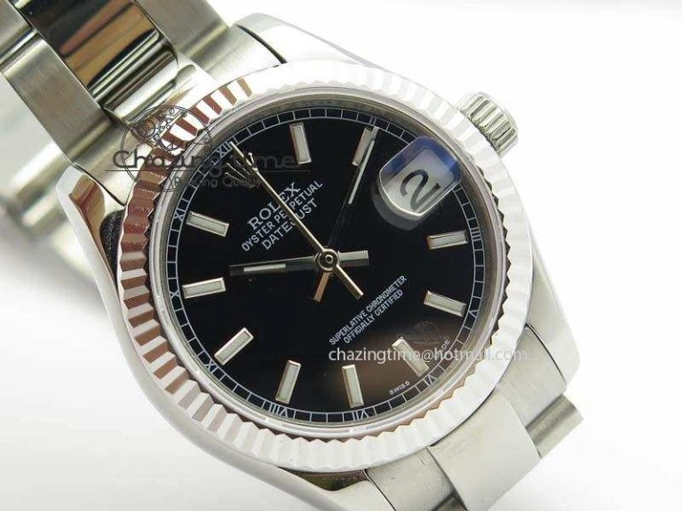 ModernLook DateJust 31mm SS BP-Maker Best Edition Black Dial On SS Bracelet A2824 V 3844