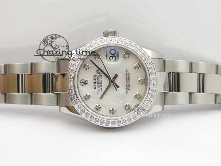 Stylish DateJust 31mm SS BP-Maker Best Edition Diamond Bezel White MOP Dial On SS Bracelet A2824 V 3845