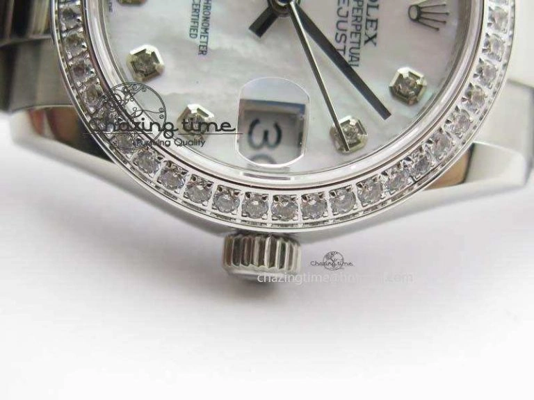 Stylish DateJust 31mm SS BP-Maker Best Edition Diamond Bezel White MOP Dial On SS Bracelet A2824 V 3845