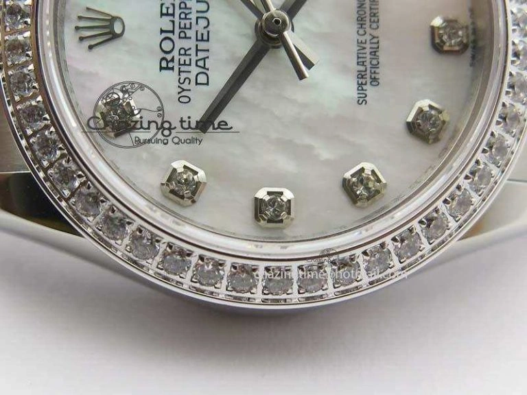 Stylish DateJust 31mm SS BP-Maker Best Edition Diamond Bezel White MOP Dial On SS Bracelet A2824 V 3845