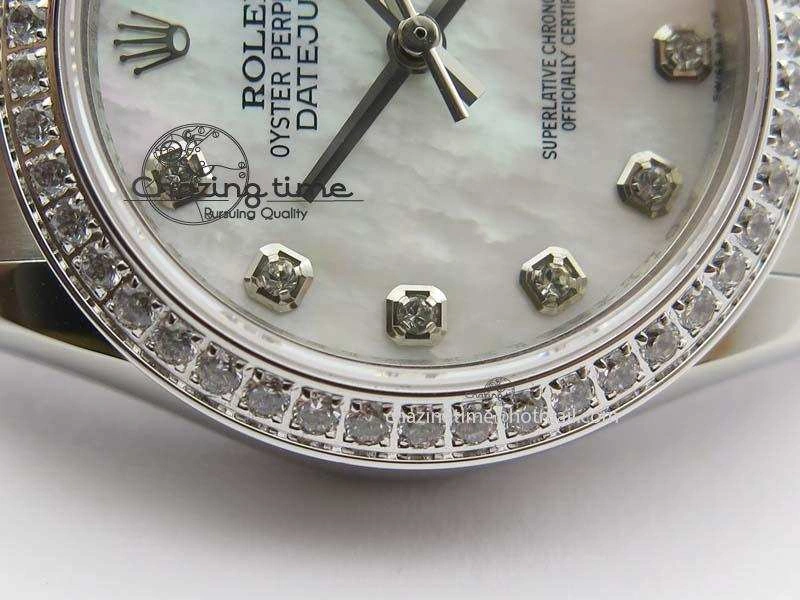 Stylish DateJust 31mm SS BP-Maker Best Edition Diamond Bezel White MOP Dial On SS Bracelet A2824 V 3845