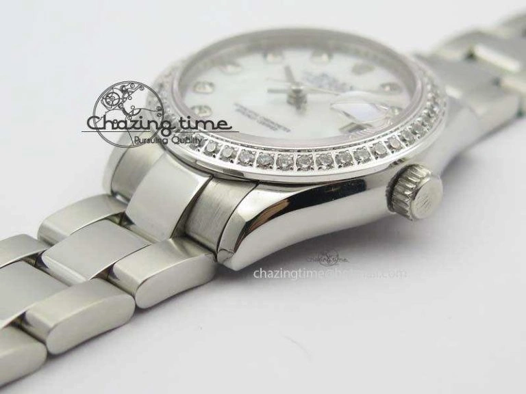 Stylish DateJust 31mm SS BP-Maker Best Edition Diamond Bezel White MOP Dial On SS Bracelet A2824 V 3845
