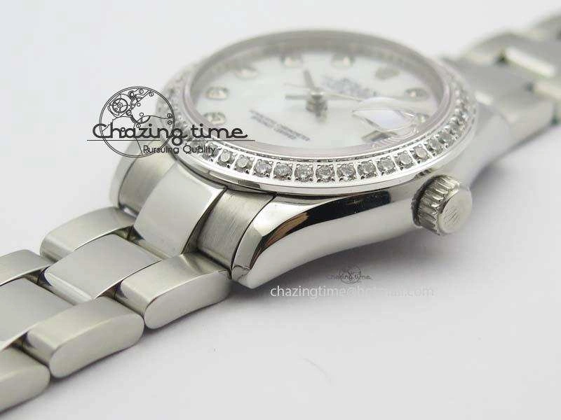Stylish DateJust 31mm SS BP-Maker Best Edition Diamond Bezel White MOP Dial On SS Bracelet A2824 V 3845