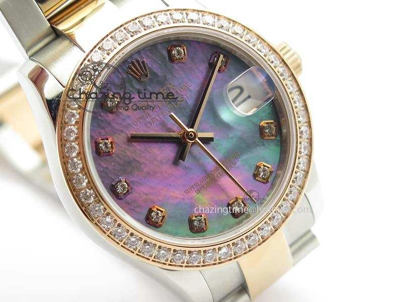 DateJust 31mm SS RG BP-Maker Best Edition MOP Diamond Markers Dial On SS RG Bracelet A2824 V MoistureWicking 3843