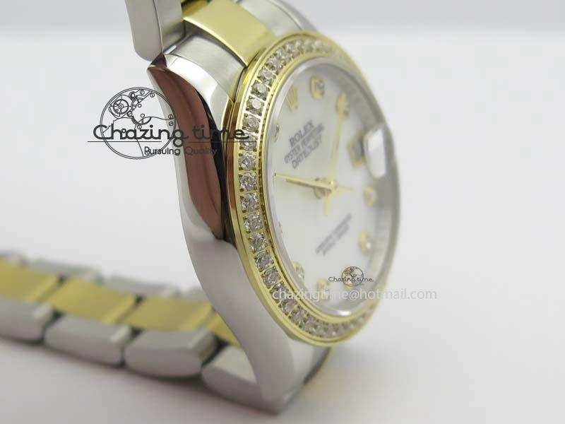 DateJust 31mm SS YG BP-Maker Best Edition Diamond Bezel White MOP Dial On SS YG Bracelet A2824 V WaterResistant 3832
