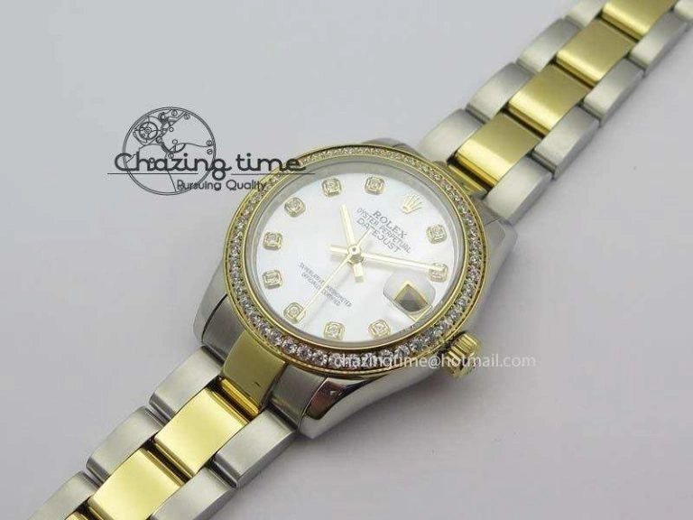 DateJust 31mm SS YG BP-Maker Best Edition Diamond Bezel White MOP Dial On SS YG Bracelet A2824 V WaterResistant 3832