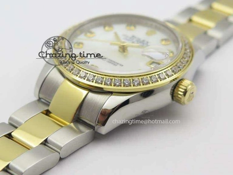 DateJust 31mm SS YG BP-Maker Best Edition Diamond Bezel White MOP Dial On SS YG Bracelet A2824 V WaterResistant 3832