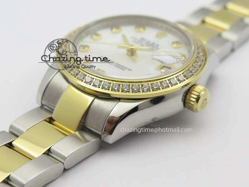 DateJust 31mm SS YG BP-Maker Best Edition Diamond Bezel White MOP Dial On SS YG Bracelet A2824 V WaterResistant 3832