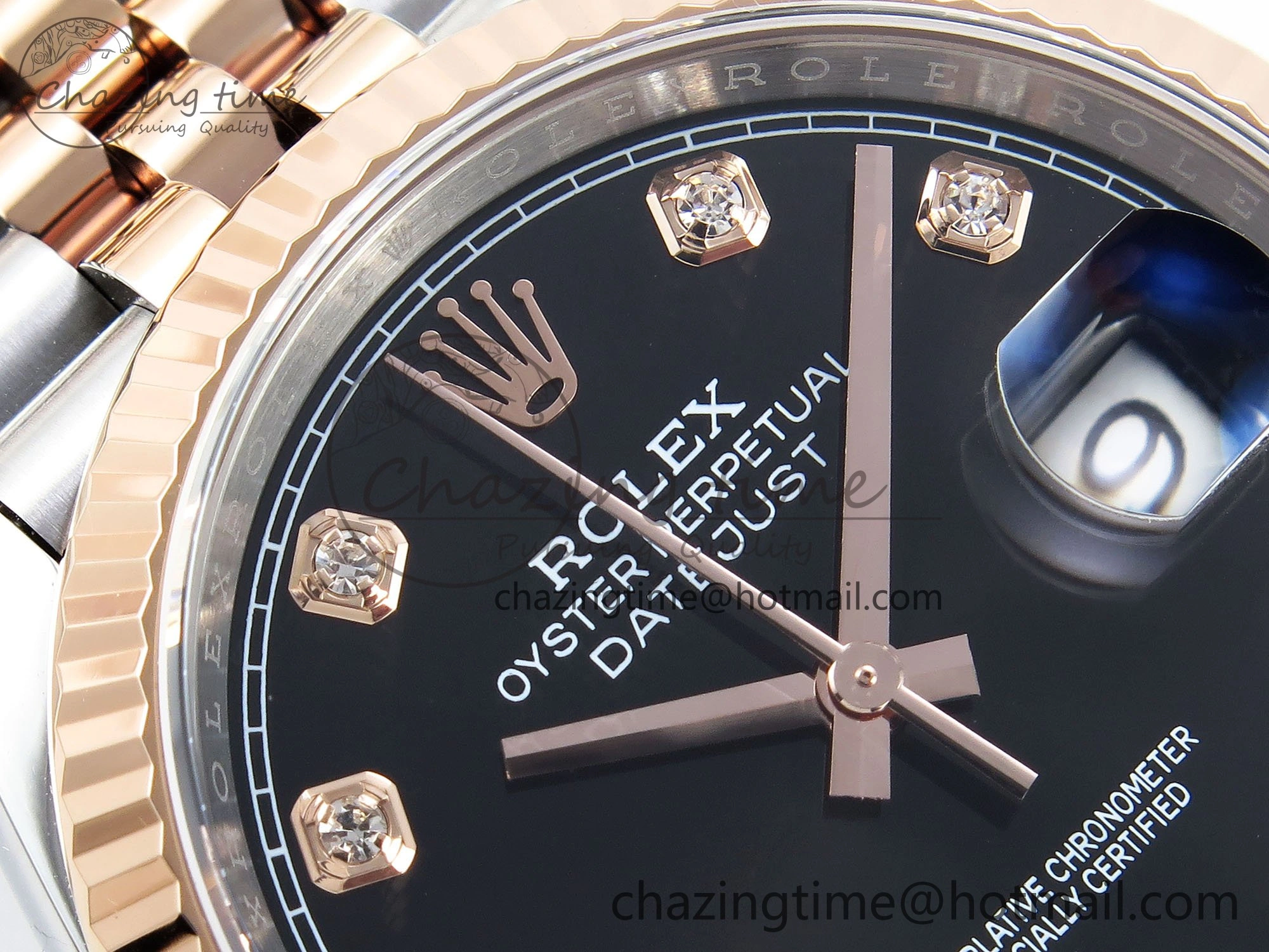 DateJust 36 126231 APF 1:1 Best Edition 904L Steel Black Diamonds Dial on SS RG Jubilee Bracelet VR WellDesigned 1596