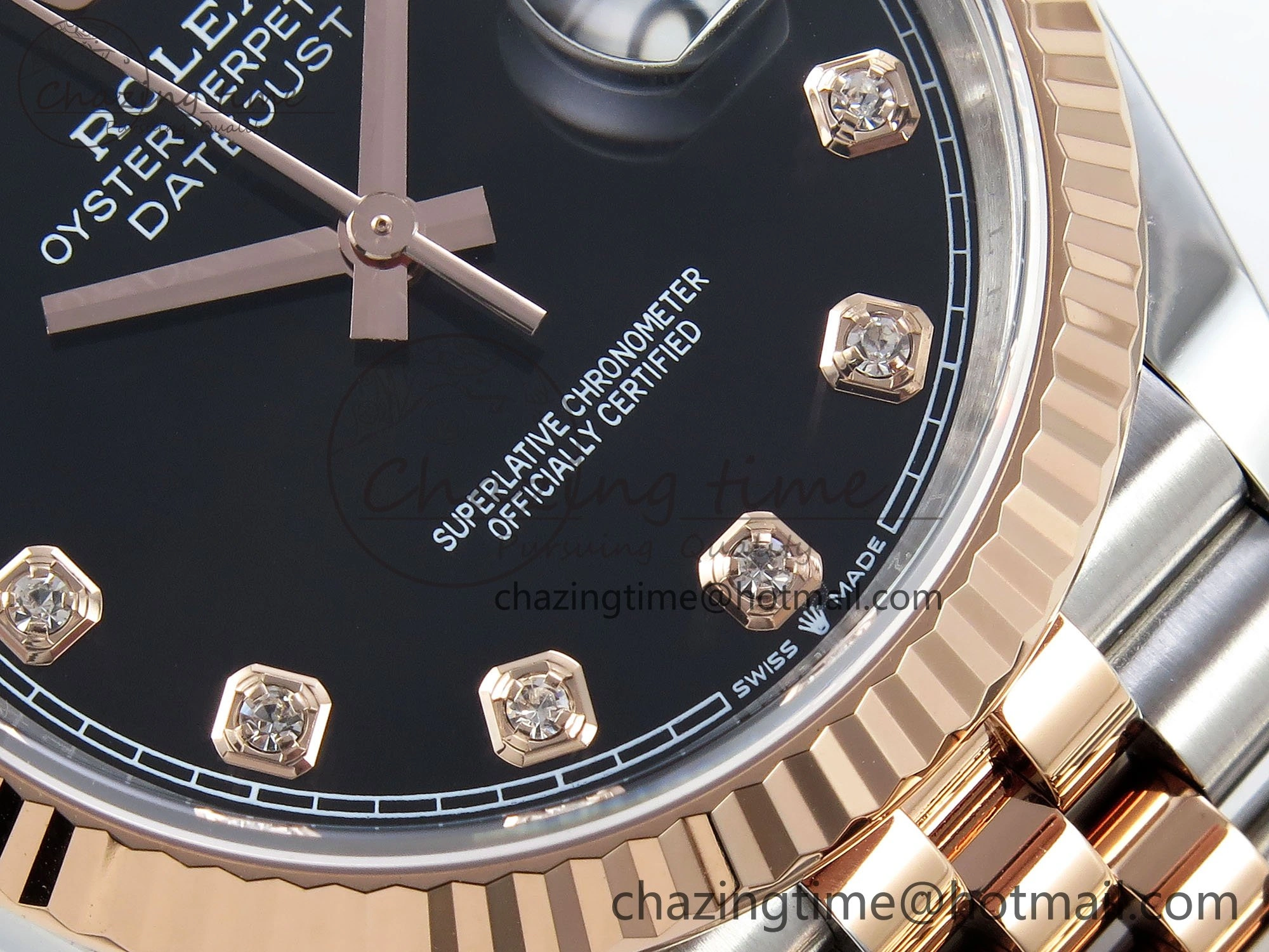 DateJust 36 126231 APF 1:1 Best Edition 904L Steel Black Diamonds Dial on SS RG Jubilee Bracelet VR WellDesigned 1596
