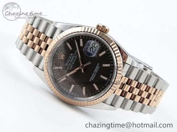 DateJust 36 126231 APF 1:1 Best Edition 904L Steel Brown Sitck Dial on SS RG Jubilee Bracelet VR Lightweight 1590