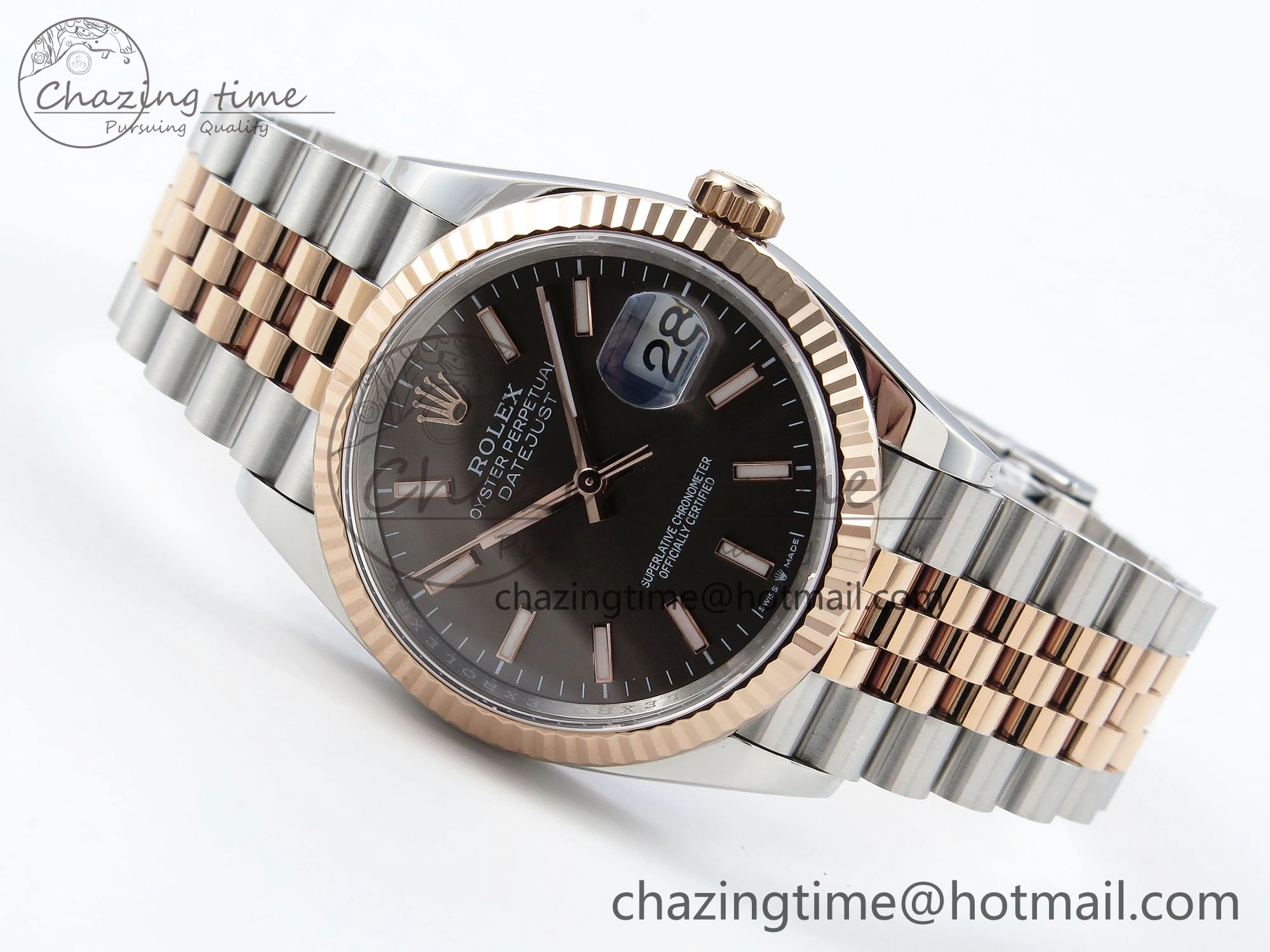 DateJust 36 126231 APF 1:1 Best Edition 904L Steel Brown Sitck Dial on SS RG Jubilee Bracelet VR Lightweight 1590
