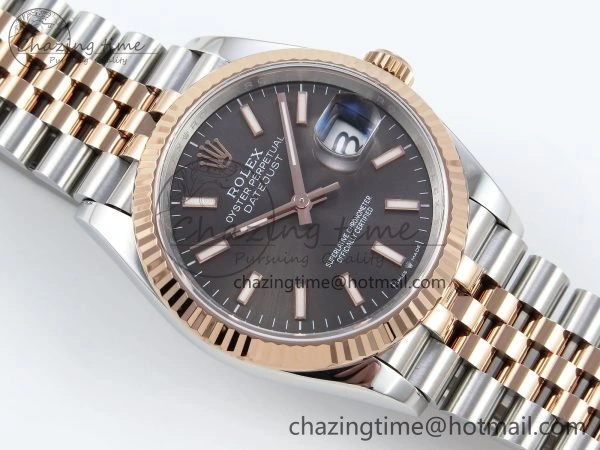 DateJust 36 126231 APF 1:1 Best Edition 904L Steel Brown Sitck Dial on SS RG Jubilee Bracelet VR Lightweight 1590