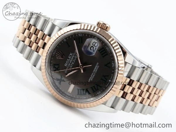 Thermal DateJust 36 126231 APF 1:1 Best Edition 904L Steel Gray Dial Green Roman on SS RG Jubilee Bracelet VR 1588