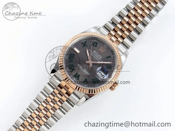 Thermal DateJust 36 126231 APF 1:1 Best Edition 904L Steel Gray Dial Green Roman on SS RG Jubilee Bracelet VR 1588