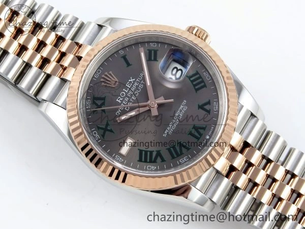 Thermal DateJust 36 126231 APF 1:1 Best Edition 904L Steel Gray Dial Green Roman on SS RG Jubilee Bracelet VR 1588