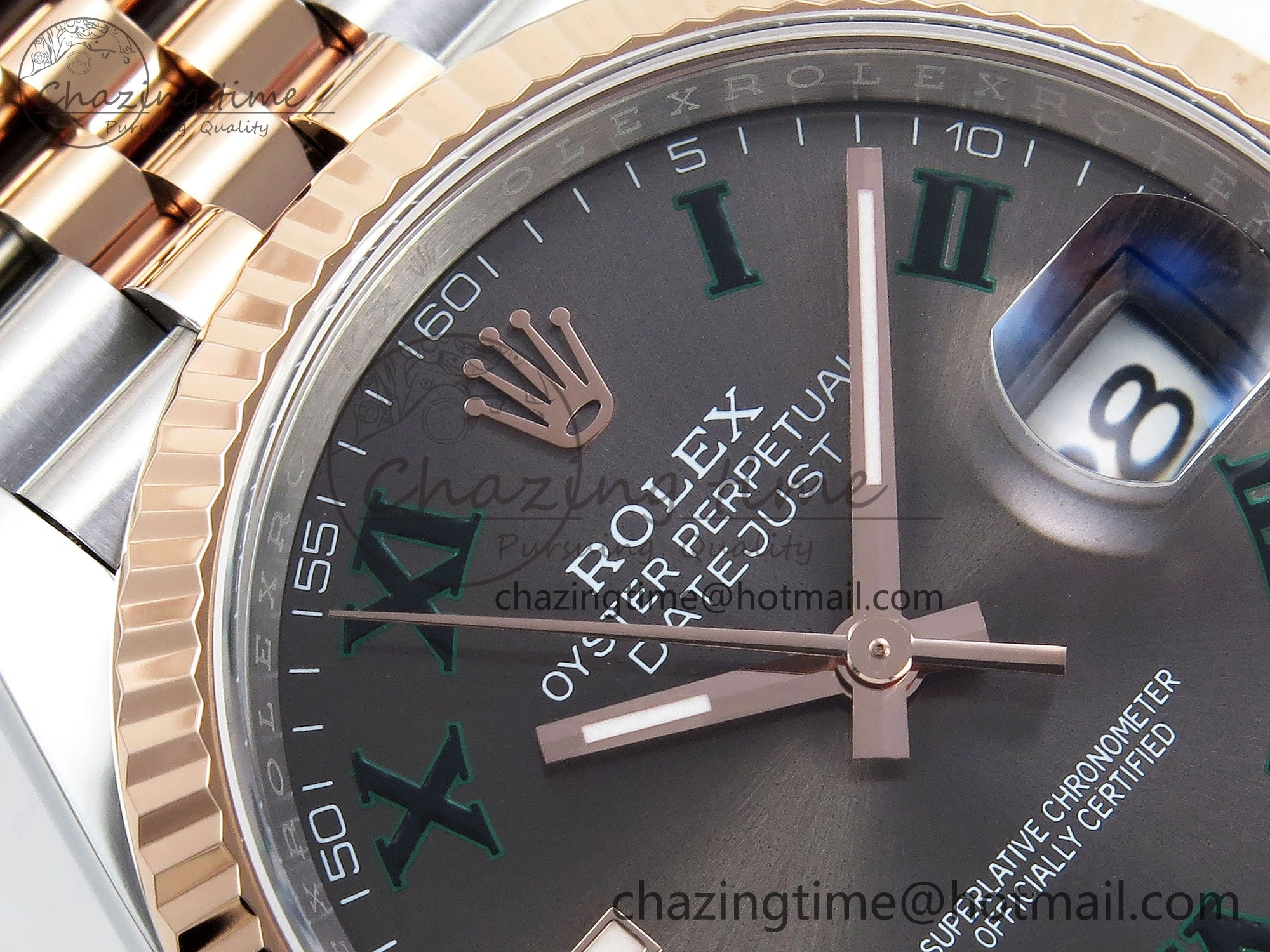 Thermal DateJust 36 126231 APF 1:1 Best Edition 904L Steel Gray Dial Green Roman on SS RG Jubilee Bracelet VR 1588