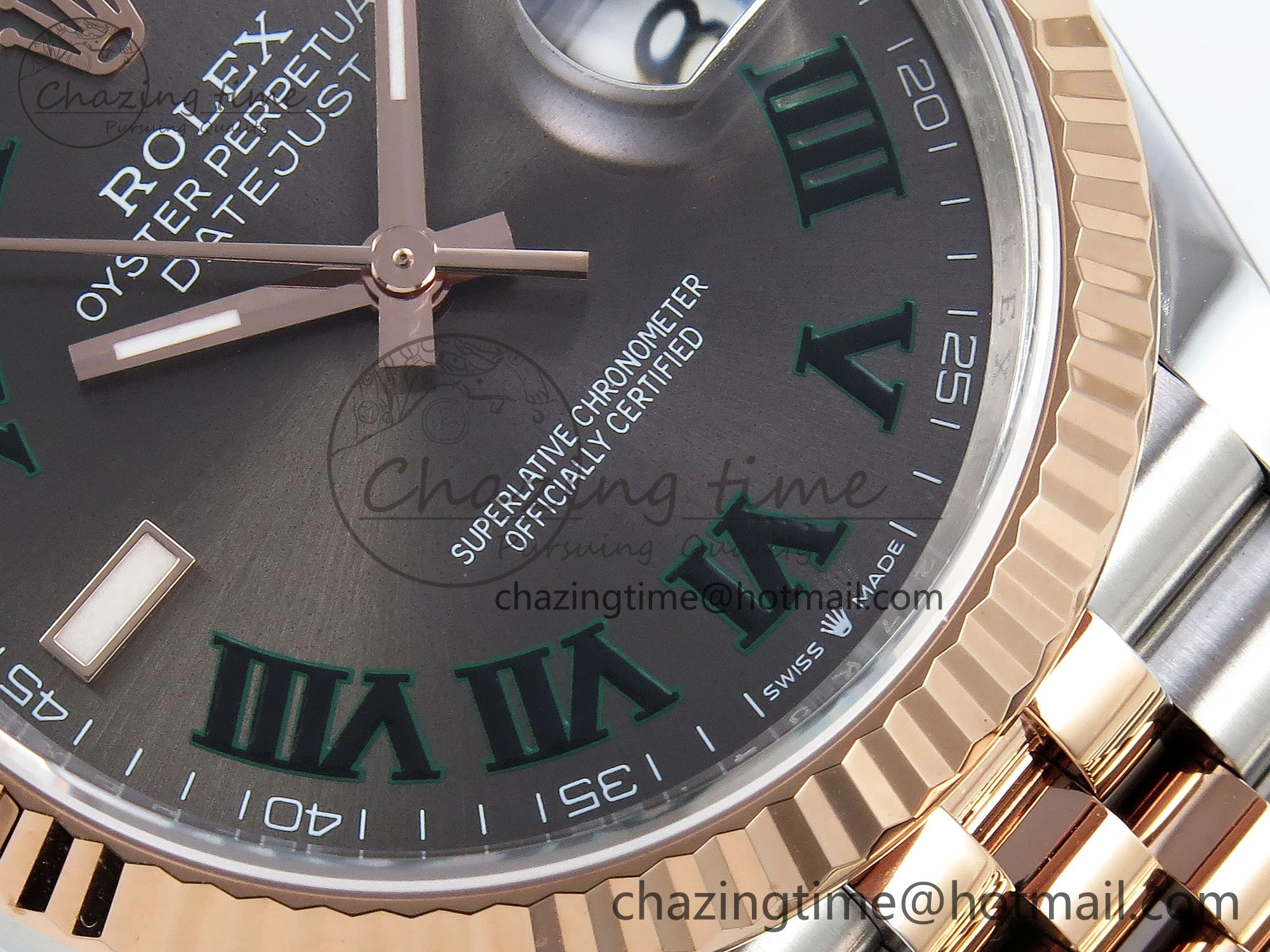 Thermal DateJust 36 126231 APF 1:1 Best Edition 904L Steel Gray Dial Green Roman on SS RG Jubilee Bracelet VR 1588