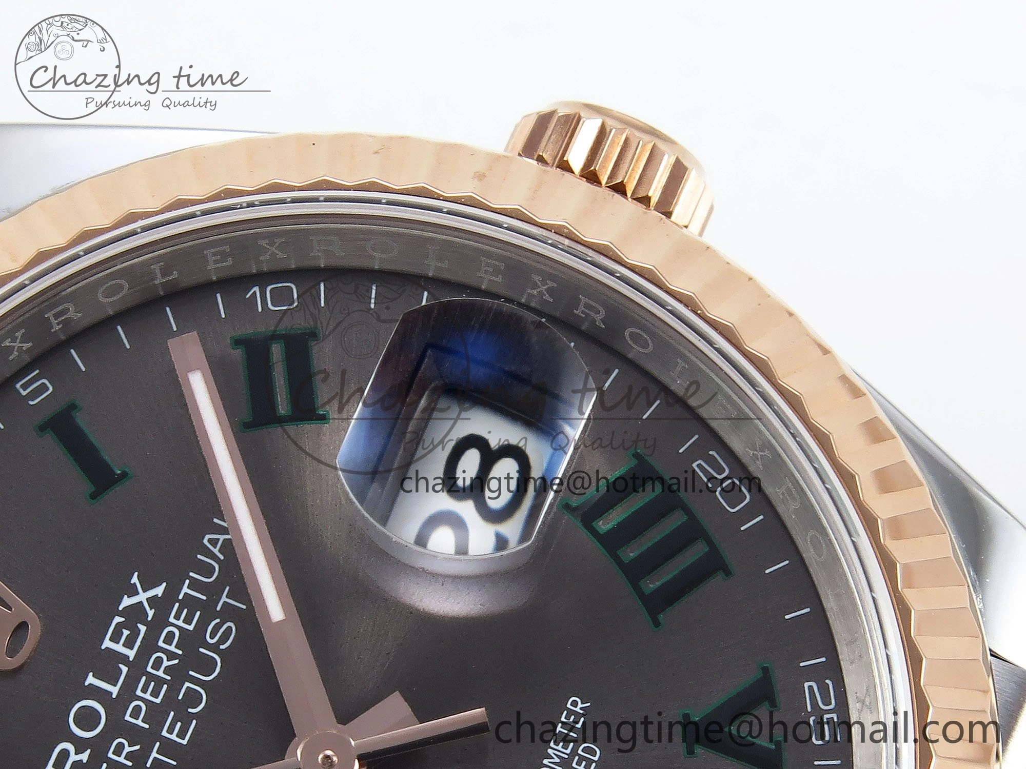 Thermal DateJust 36 126231 APF 1:1 Best Edition 904L Steel Gray Dial Green Roman on SS RG Jubilee Bracelet VR 1588