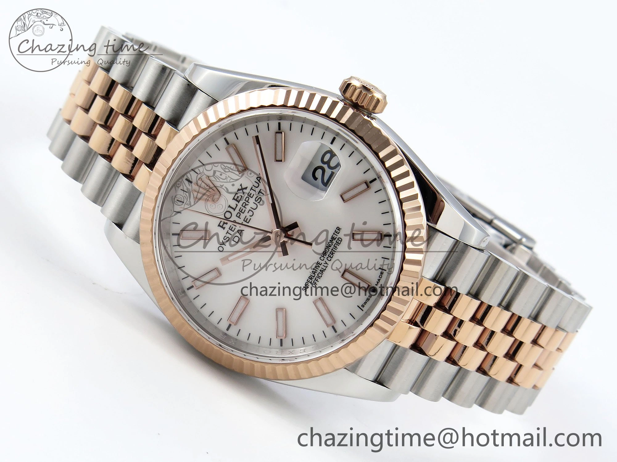 Reliable DateJust 36 126231 APF 1:1 Best Edition 904L Steel White Sitck Dial on SS RG Jubilee Bracelet VR 1589