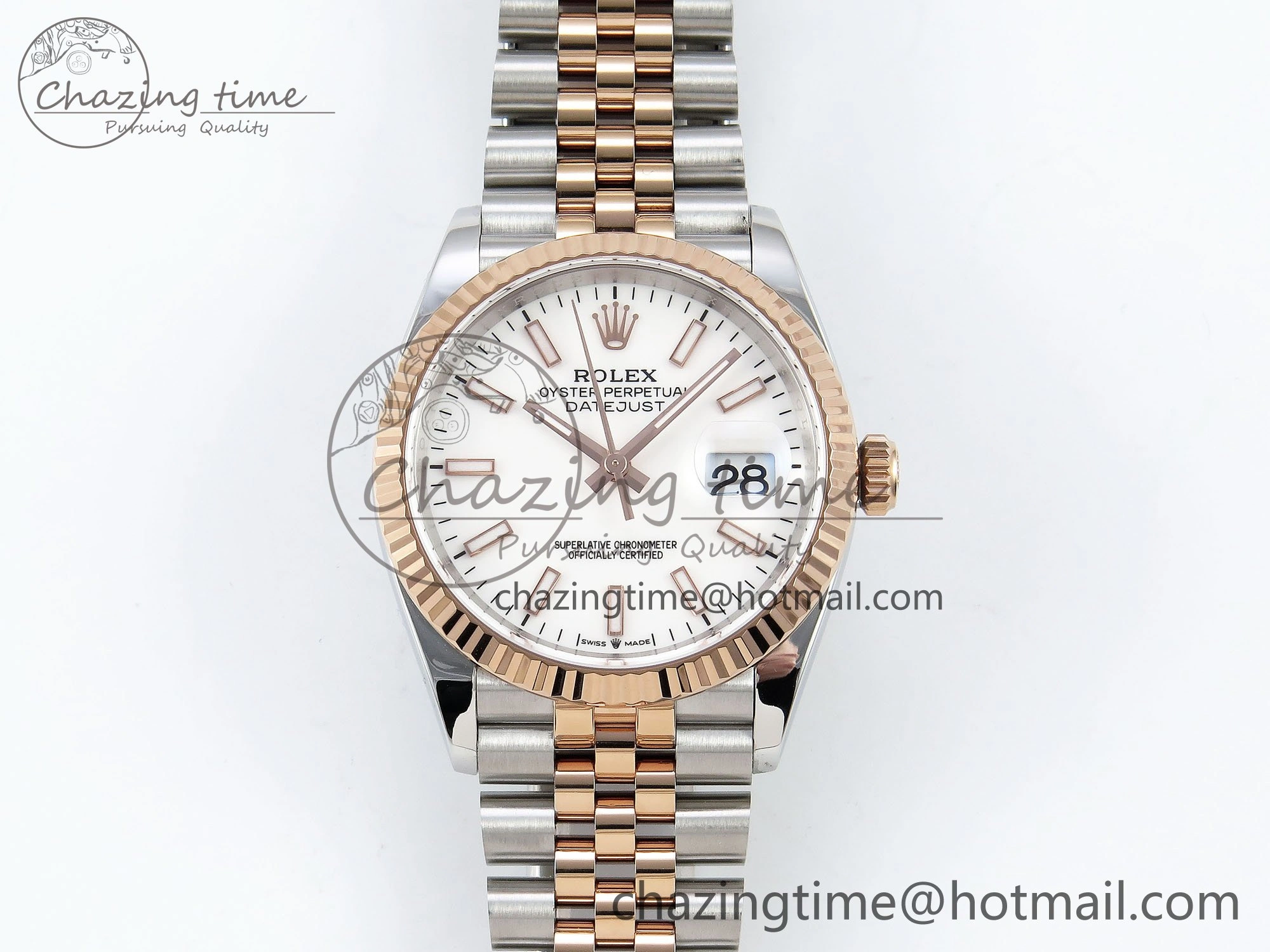 Reliable DateJust 36 126231 APF 1:1 Best Edition 904L Steel White Sitck Dial on SS RG Jubilee Bracelet VR 1589