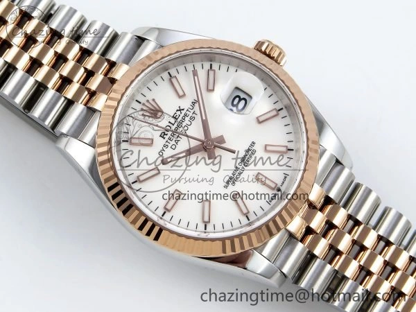 Reliable DateJust 36 126231 APF 1:1 Best Edition 904L Steel White Sitck Dial on SS RG Jubilee Bracelet VR 1589