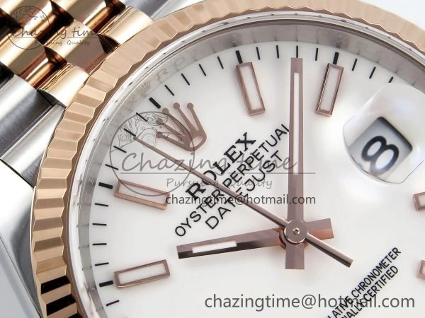 Reliable DateJust 36 126231 APF 1:1 Best Edition 904L Steel White Sitck Dial on SS RG Jubilee Bracelet VR 1589