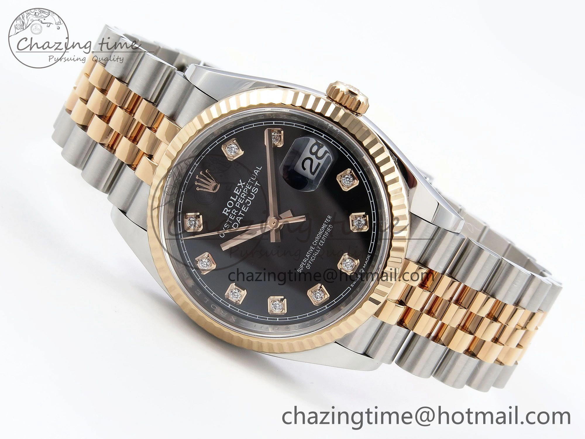 DateJust 36 126231 Clean 1:1 Best Edition 904L Steel Black Diamonds Dial on SS RG Jubilee Bracelet VR Durable 1497