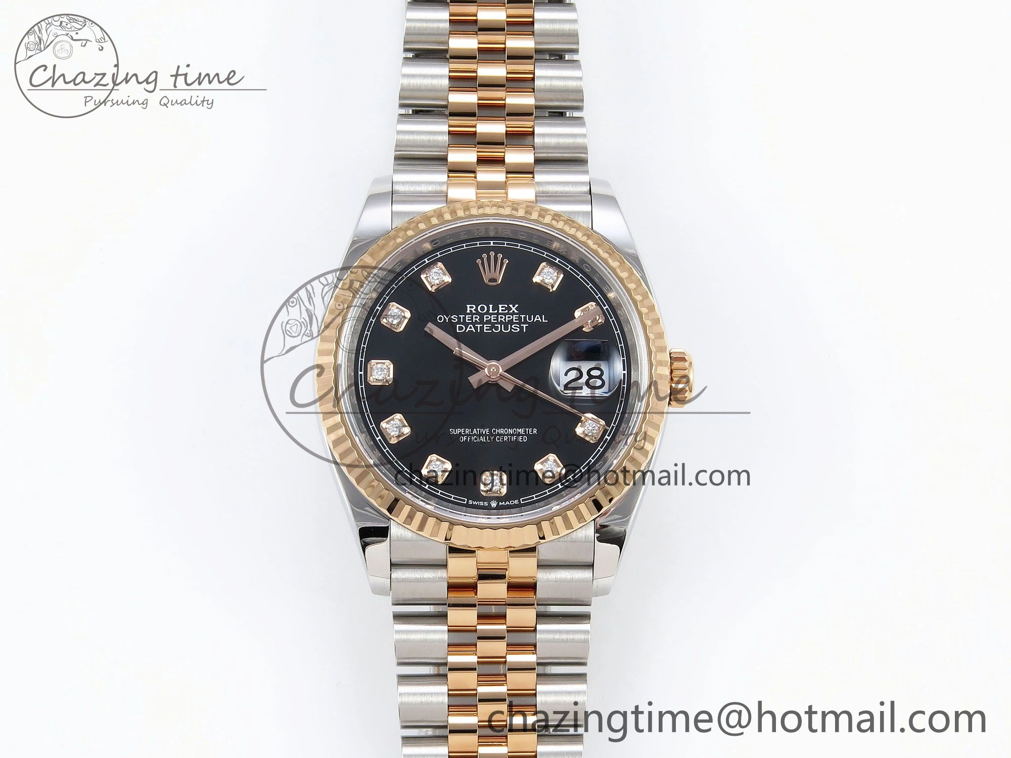 DateJust 36 126231 Clean 1:1 Best Edition 904L Steel Black Diamonds Dial on SS RG Jubilee Bracelet VR Durable 1497