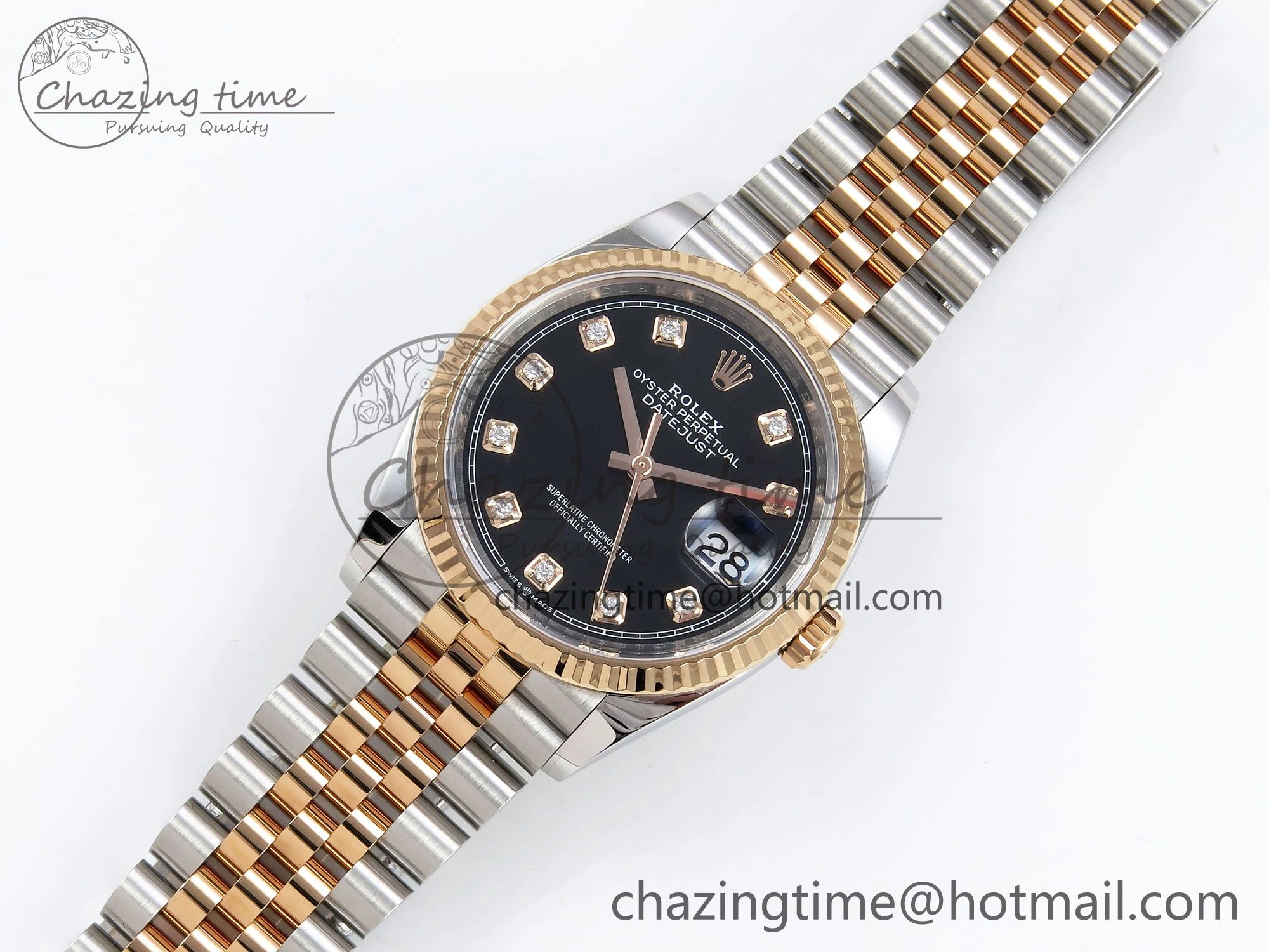 DateJust 36 126231 Clean 1:1 Best Edition 904L Steel Black Diamonds Dial on SS RG Jubilee Bracelet VR Durable 1497