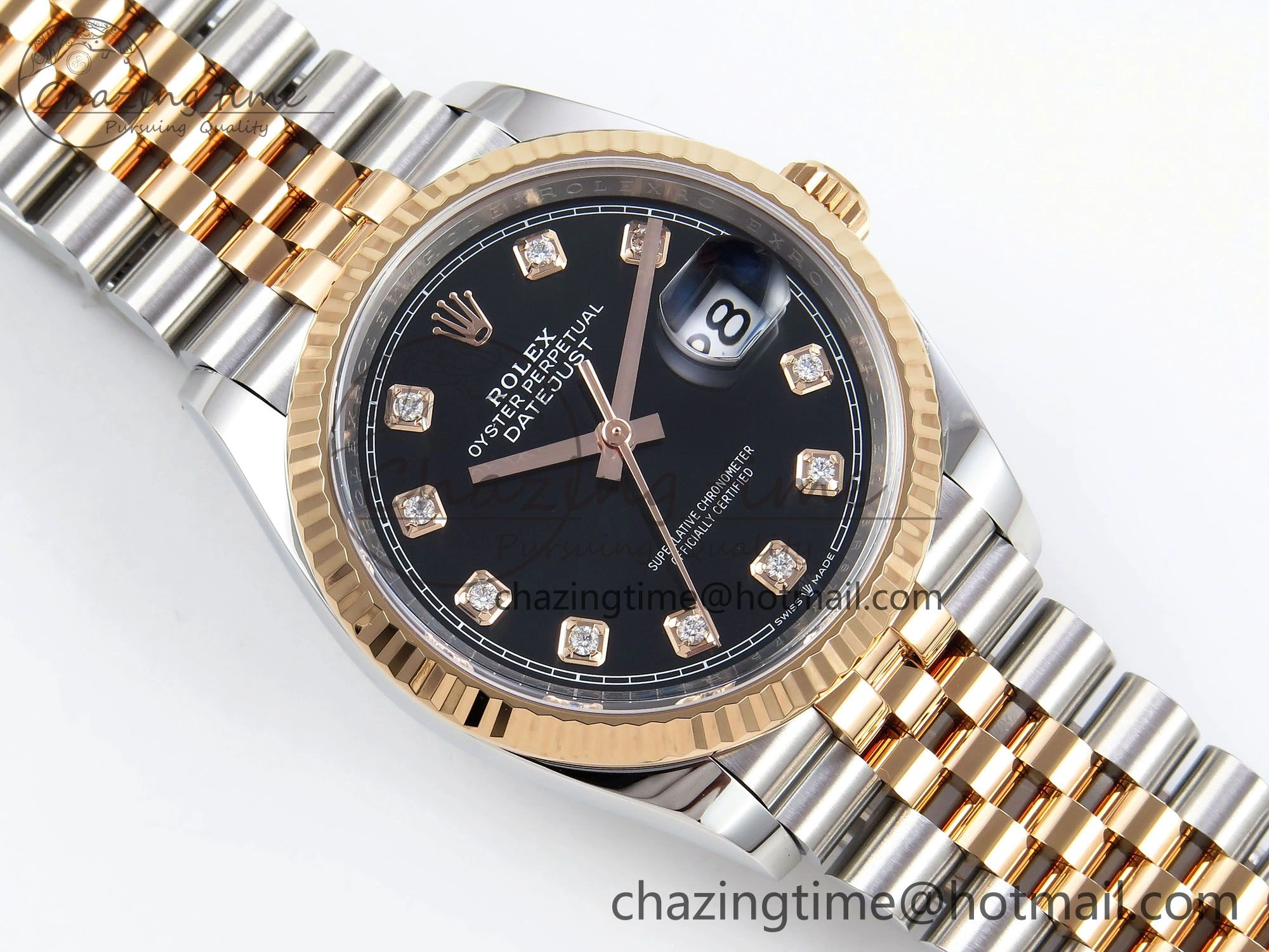 DateJust 36 126231 Clean 1:1 Best Edition 904L Steel Black Diamonds Dial on SS RG Jubilee Bracelet VR Durable 1497