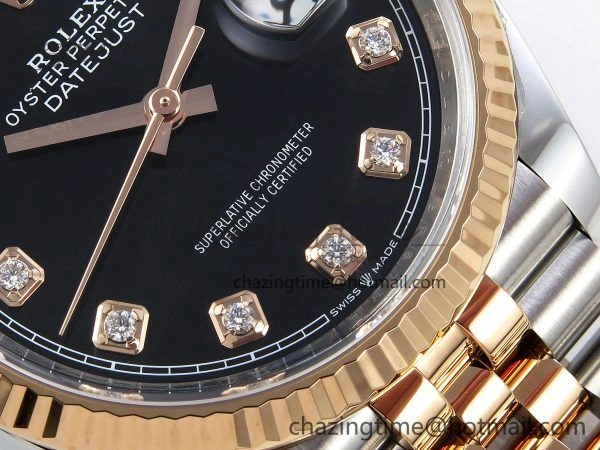 DateJust 36 126231 Clean 1:1 Best Edition 904L Steel Black Diamonds Dial on SS RG Jubilee Bracelet VR Durable 1497
