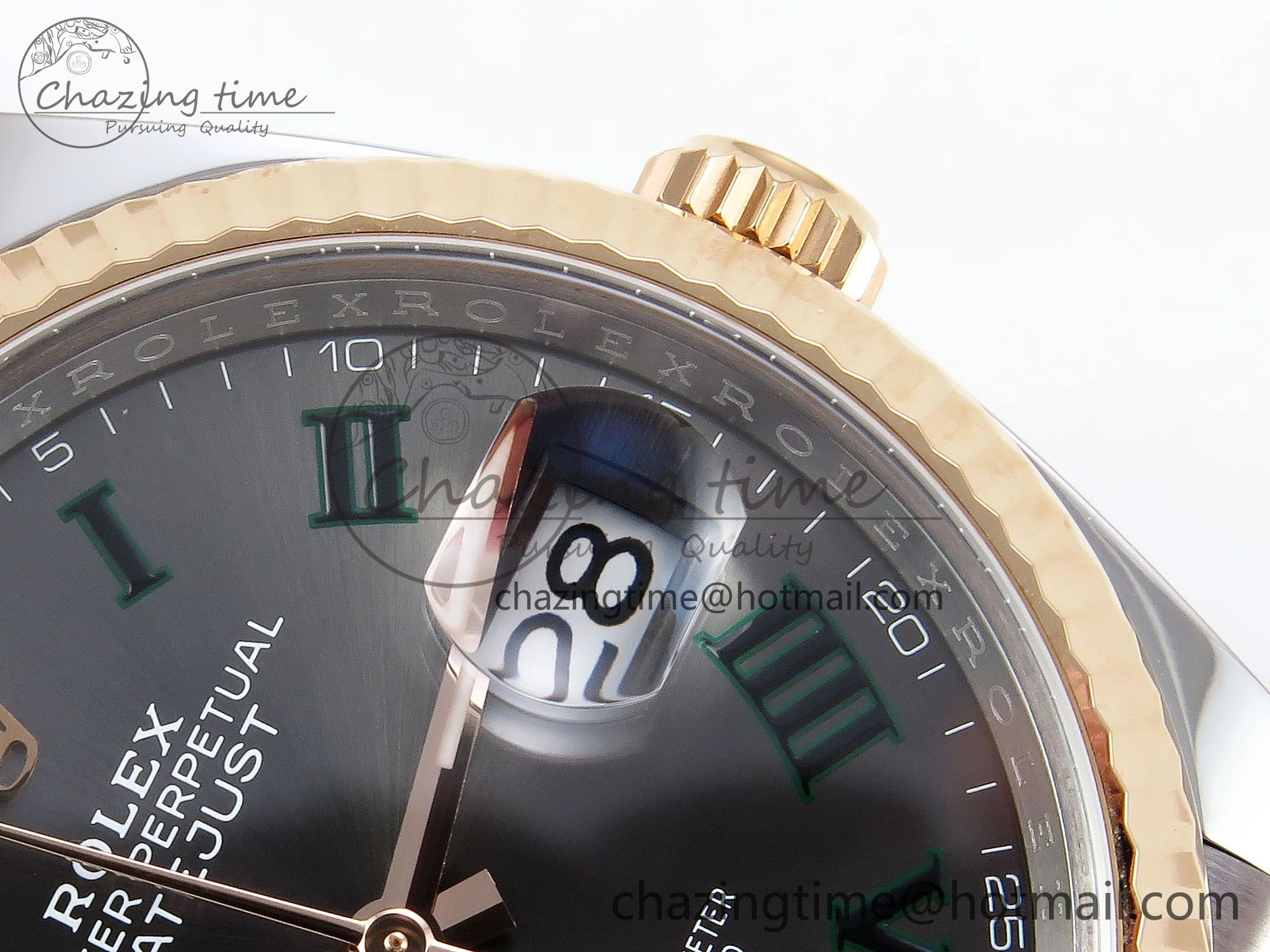 Compact DateJust 36 126231 Clean 1:1 Best Edition 904L Steel Gray DIal Green Roman Marker on SS RG Jubilee Bracelet VR 1498