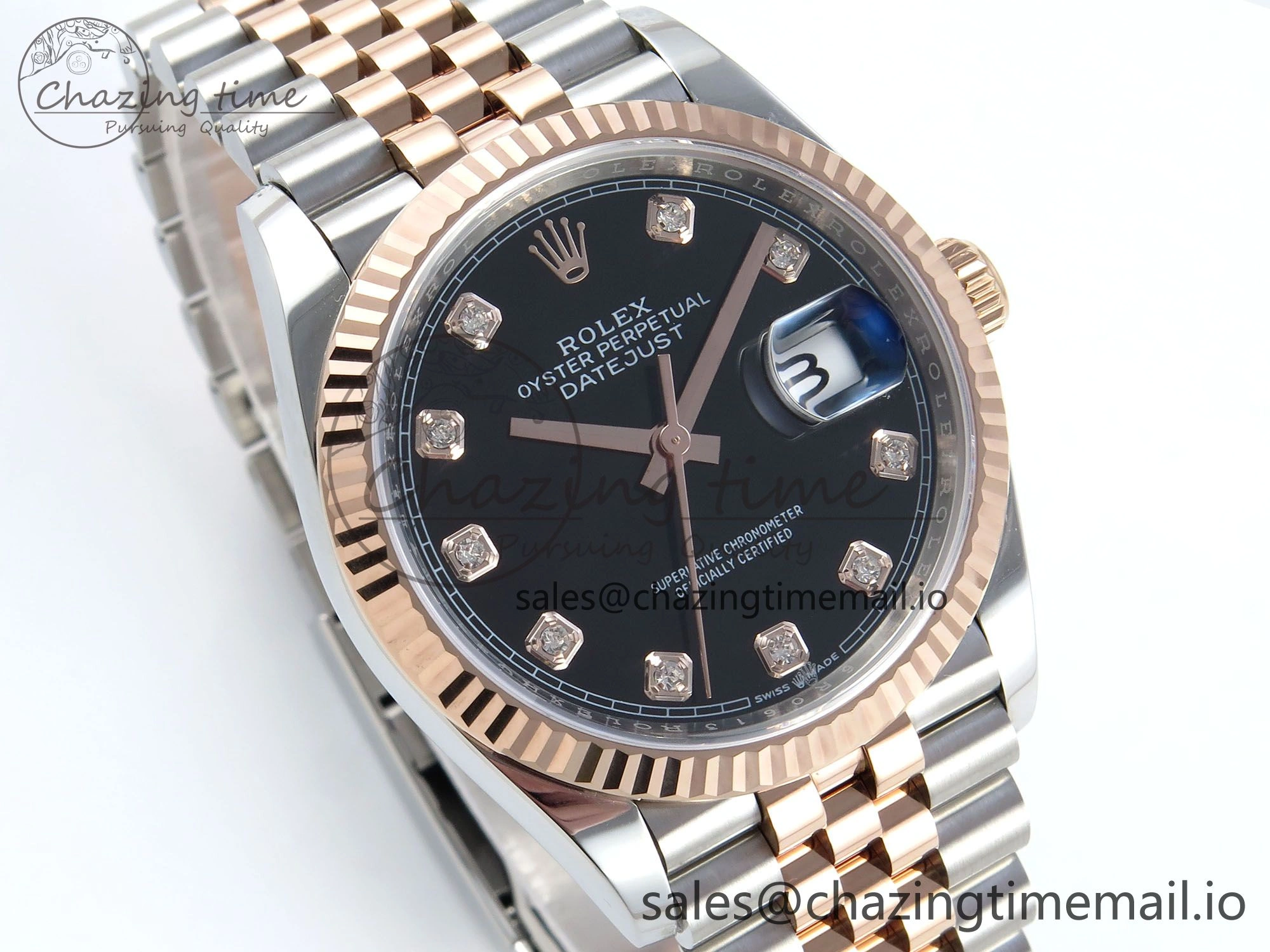 DateJust 36 126231 EWEF Best Edition Black Diamonds Dial on SS RG Jubilee Bracelet A Resilient 600
