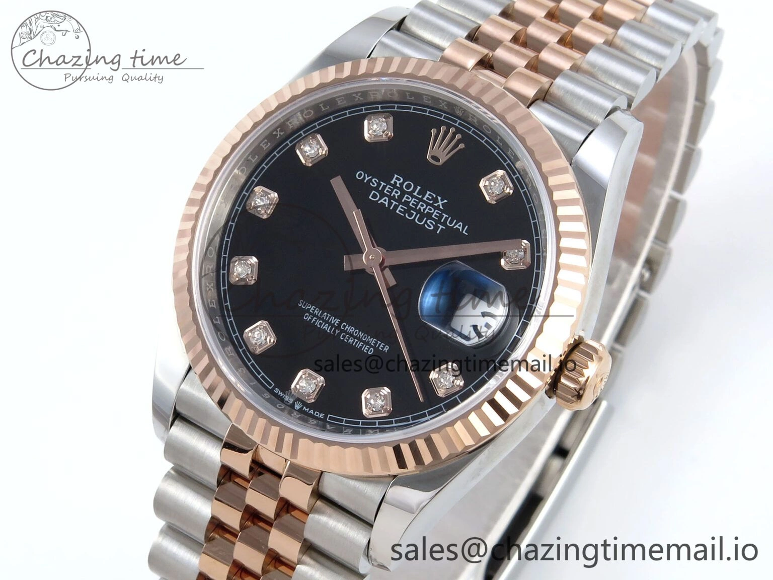 DateJust 36 126231 EWEF Best Edition Black Diamonds Dial on SS RG Jubilee Bracelet A Resilient 600