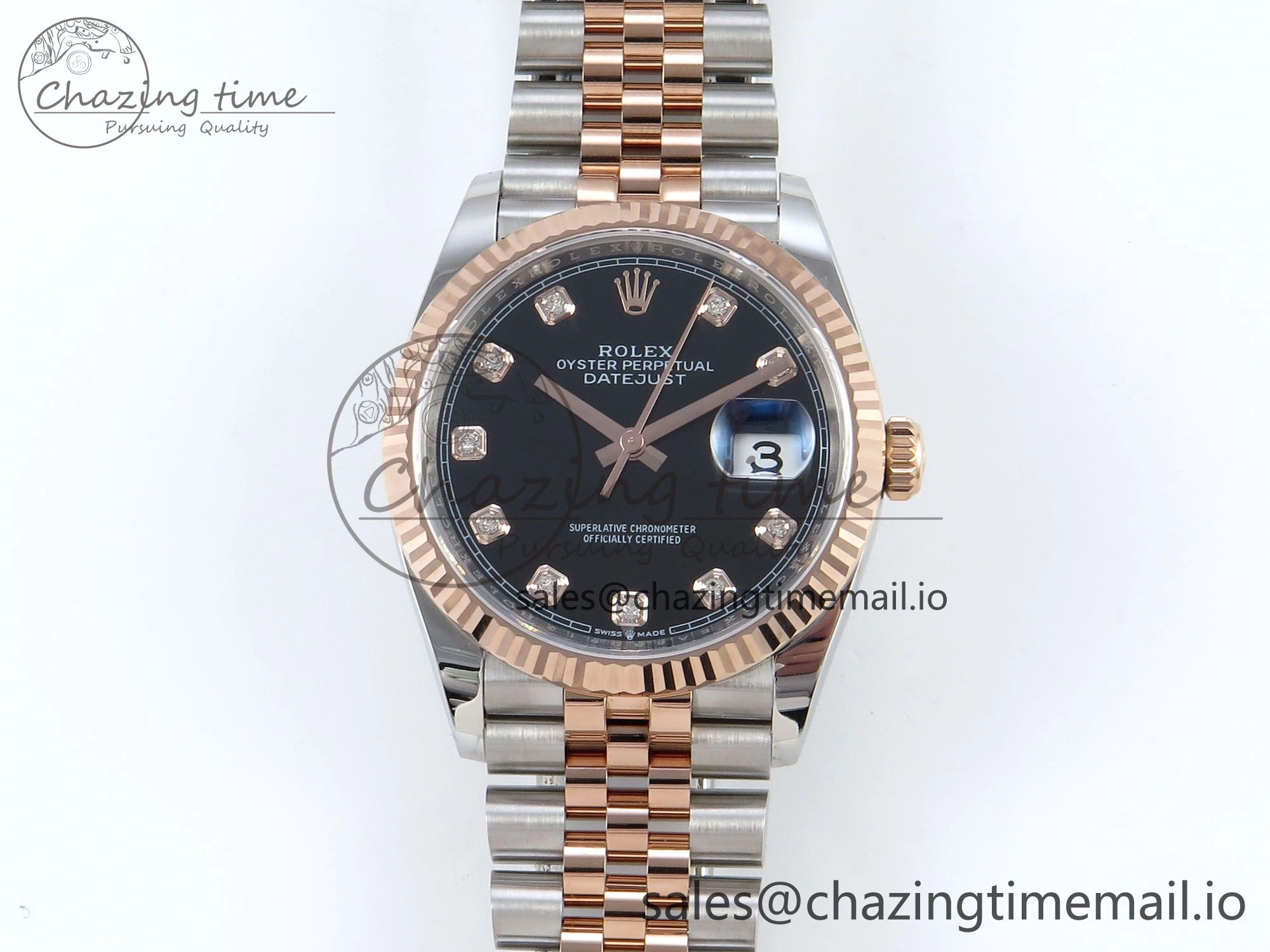 DateJust 36 126231 EWEF Best Edition Black Diamonds Dial on SS RG Jubilee Bracelet A Resilient 600