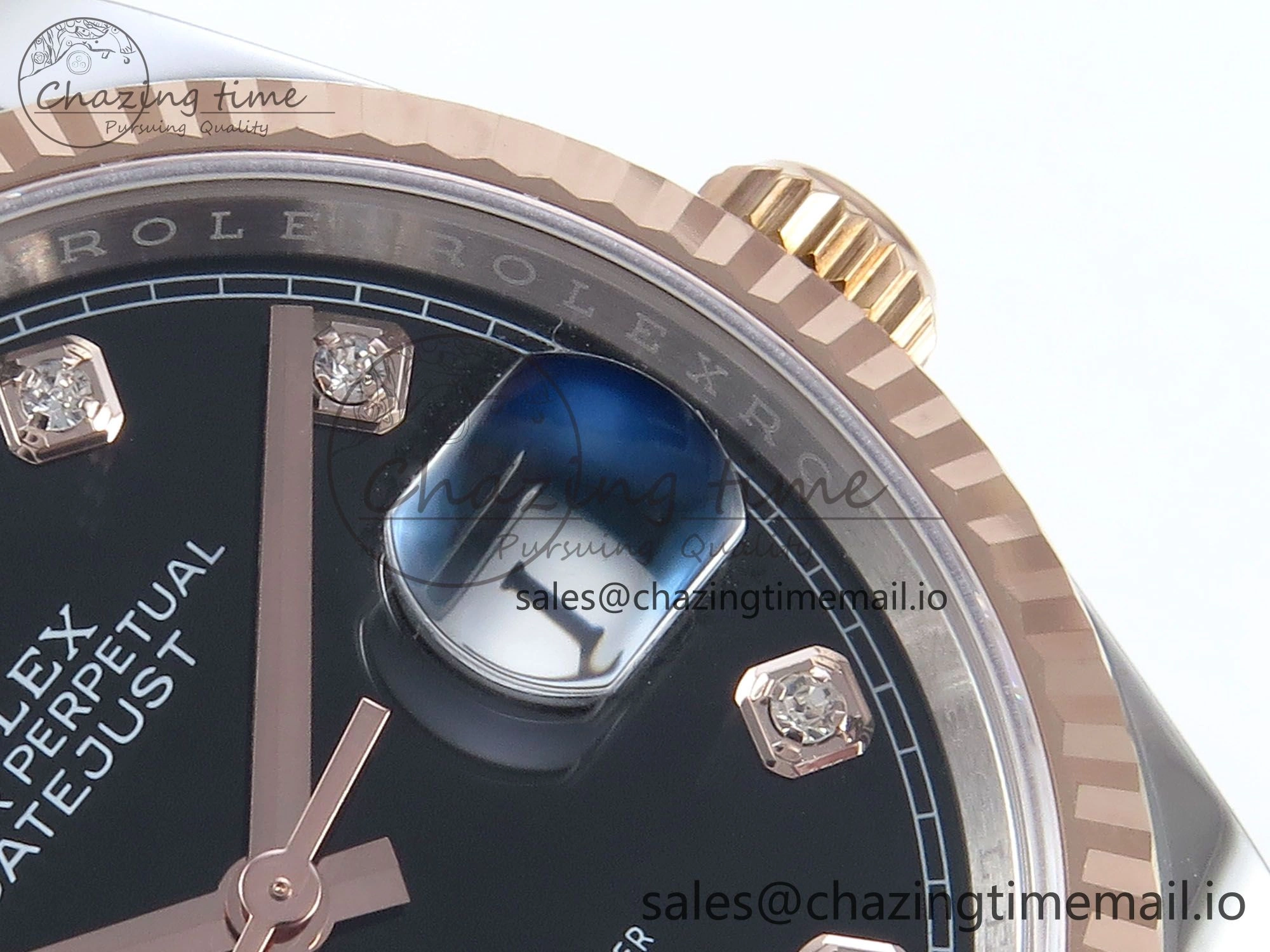 TimelessDesign DateJust 36 126231 EWEF Best Edition Black Diamonds Dial on SS RG Oyster Bracelet A 662