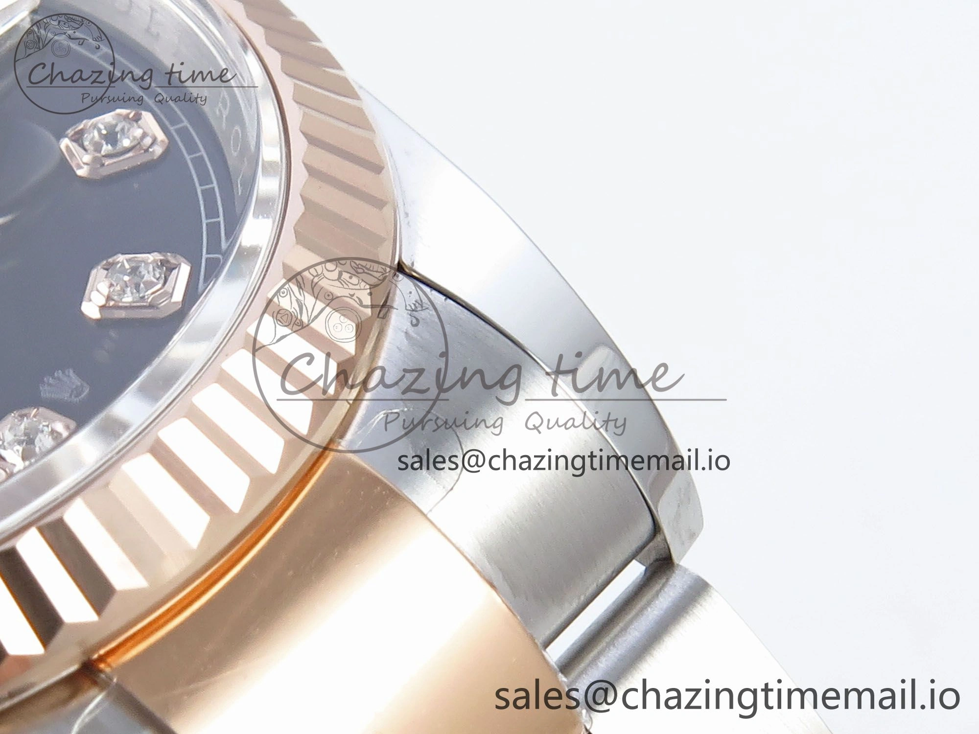 TimelessDesign DateJust 36 126231 EWEF Best Edition Black Diamonds Dial on SS RG Oyster Bracelet A 662