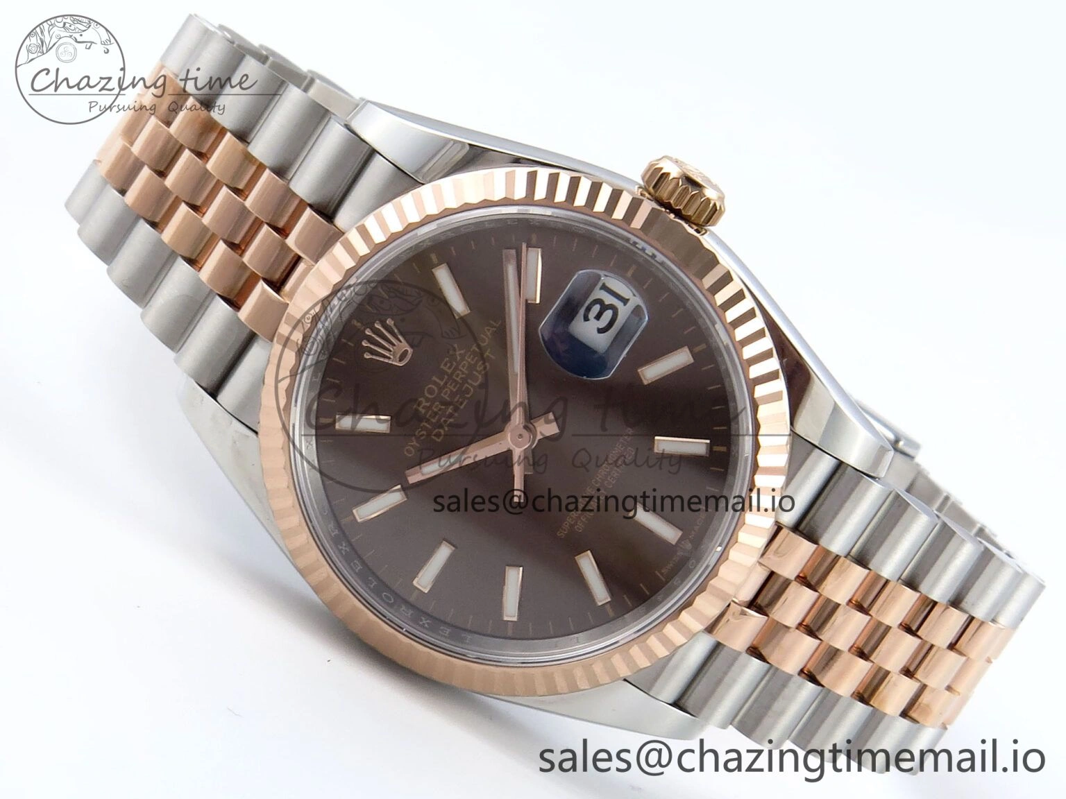 DateJust 36 126231 EWEF Best Edition Brown Dial Stick Marker on SS RG Jubilee Bracelet A WellDesigned 592